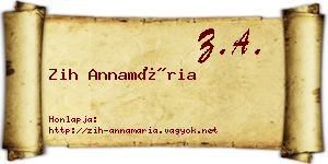 Zih Annamária névjegykártya