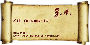 Zih Annamária névjegykártya